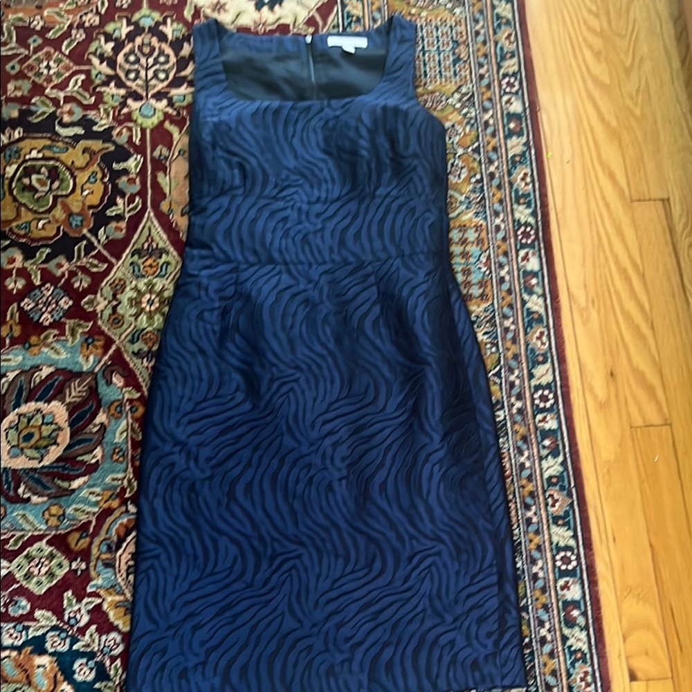 Blue Sheath Midi Dress with Square Neck for Cocktail